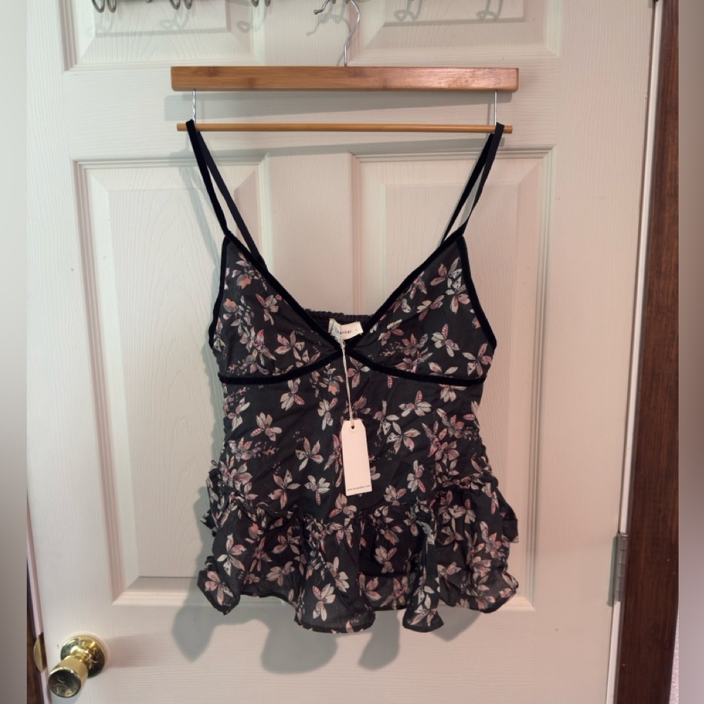 Together Black and White Ruffled Bustier Camisole